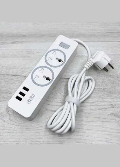 Мережевий подовжувач фільтр XO WL04 2 Розетки 3 USB 1.8 м Білий Ldnio (297331607)