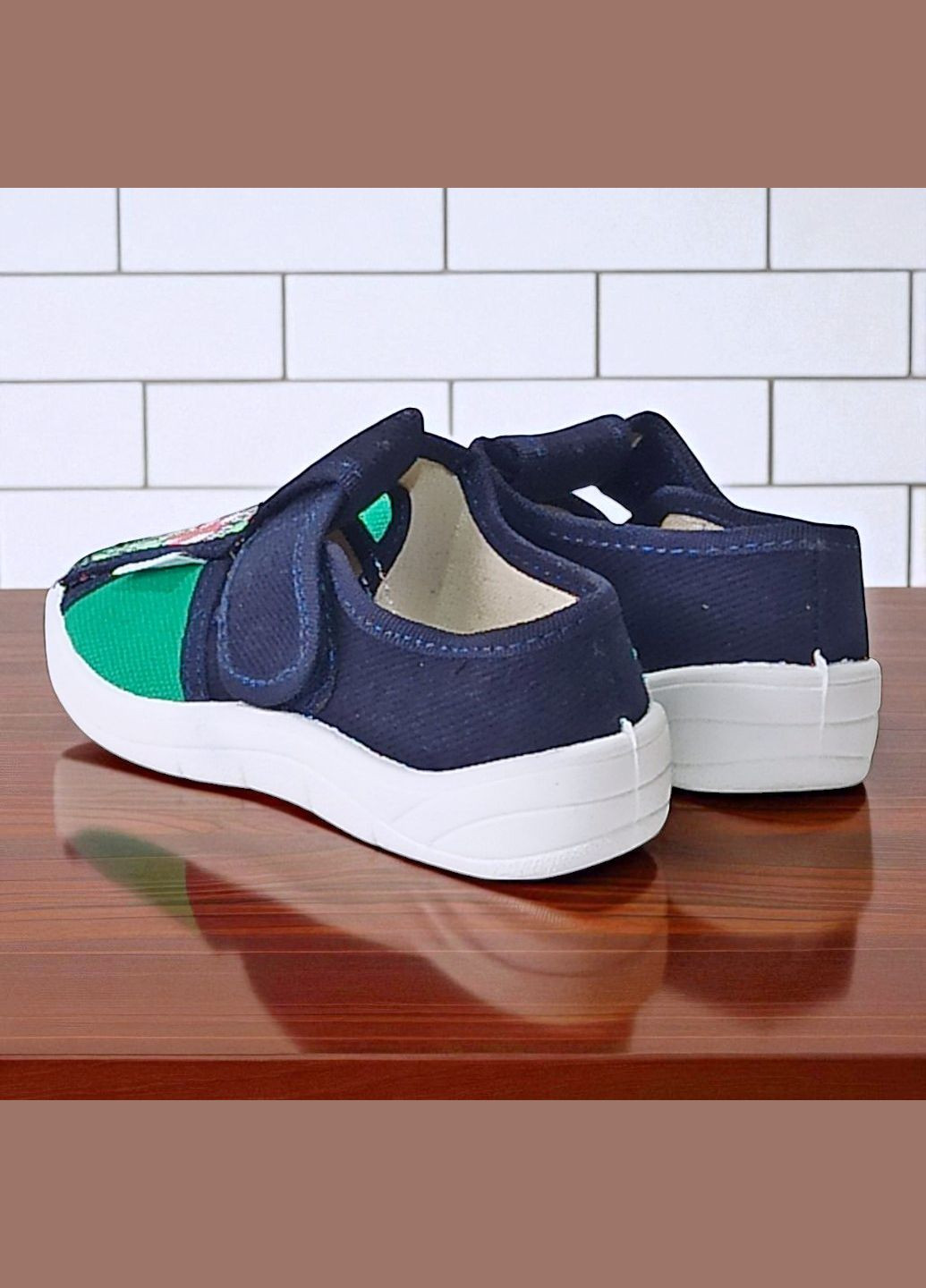 Синие ортопедические тапочки на липучке для мальчика сменная обувь в садик сменка валди Waldi