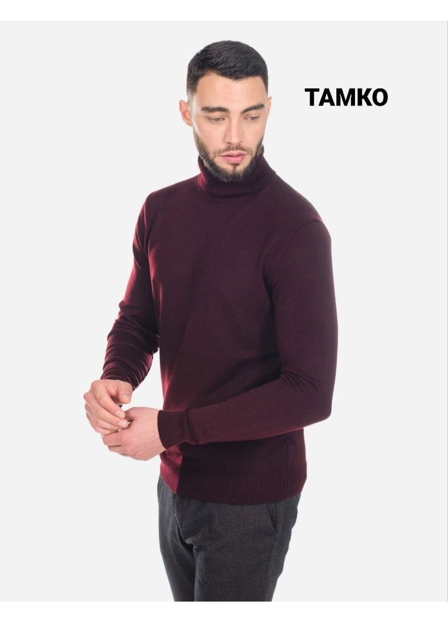 Бордовый демисезонный 🖤 классический мужской свитер с отворотом из турецкого трикотажа — замеры в описании DK/DL Мода без кордонів