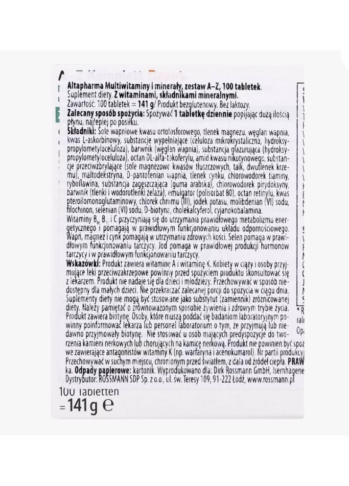 Мультивитаминный комплекс с 21 витамином A-Z Depot Multivitamin + Mineral 100 шт No Brand (366889538)