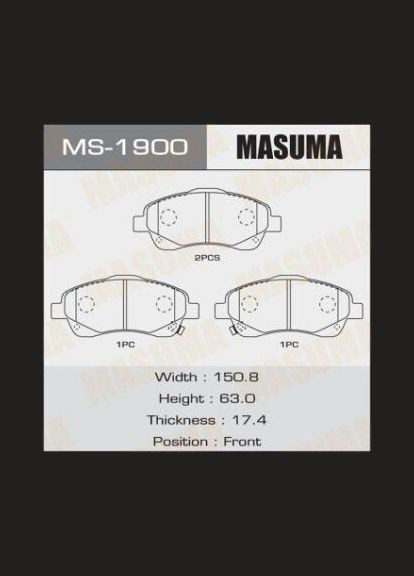 Колодки тормозные передние Toyota Avensis (03-08) (MS-1900) Masuma (361942352)