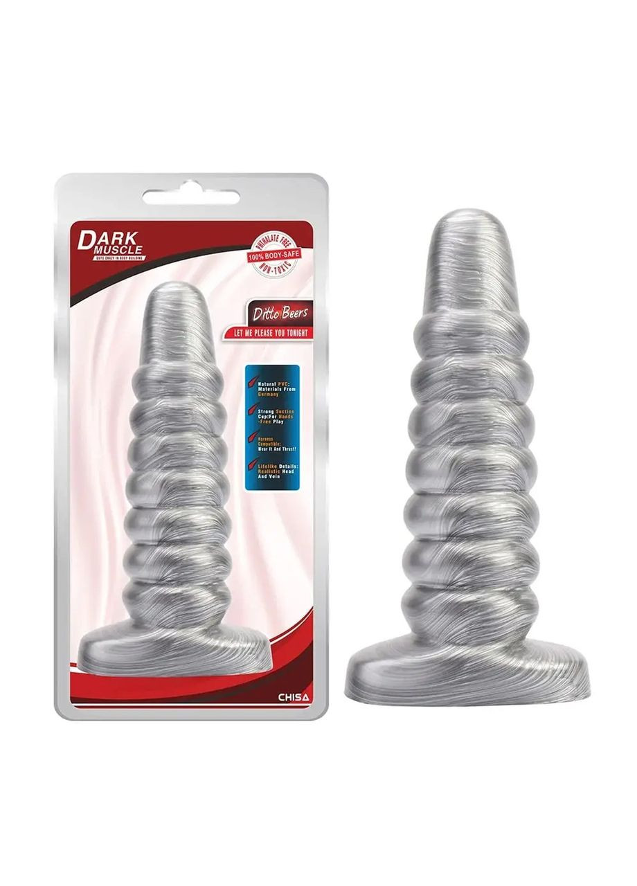 Рельєфна анальна пробка Silver Dark Muscle 23x6 см для екстремальних відчуттів Chisa (317747639)