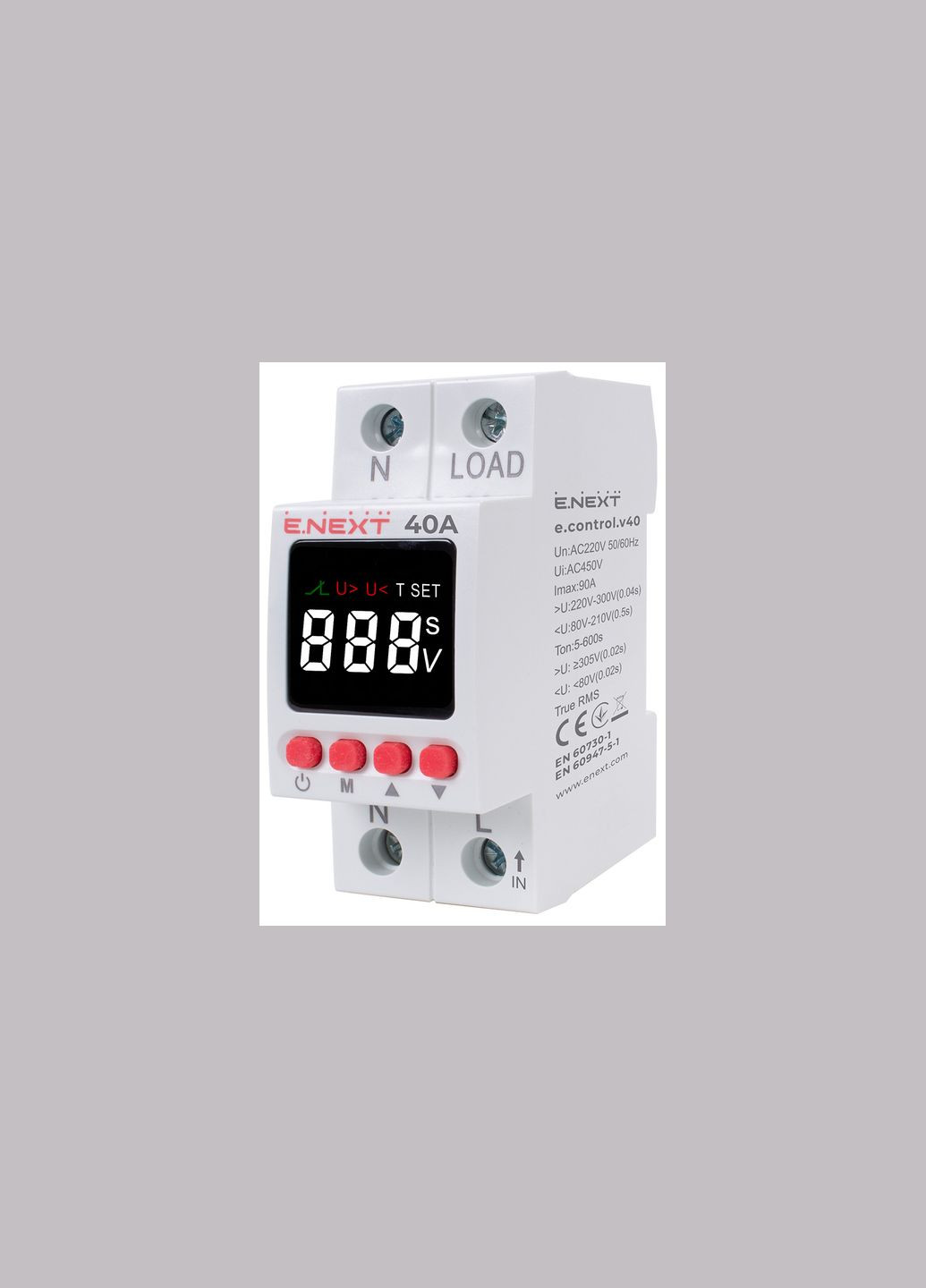 Однофазне реле контролю напруги 40А з індикацією [p0690032] e.control.v40 E.NEXT (337142029)