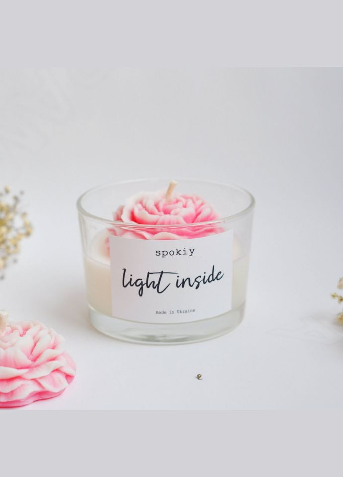 Ароматическая свеча ручной роботы из соевого воска "Пион" SP2414, 140 г Spokiy (322948837)