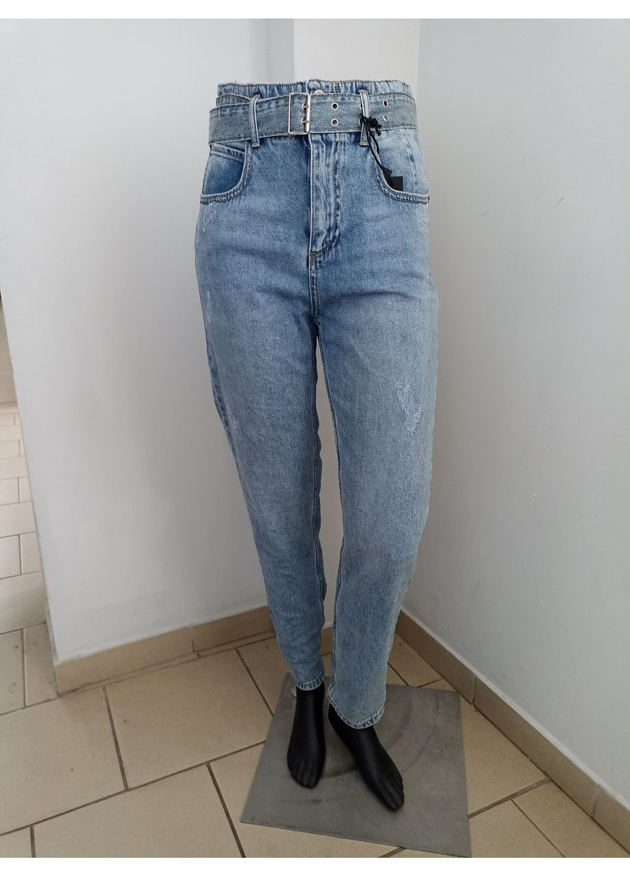 Джинси Dimarkis Day жіночі котон літні висока посадка 33 блакитні No Brand - (363053969)