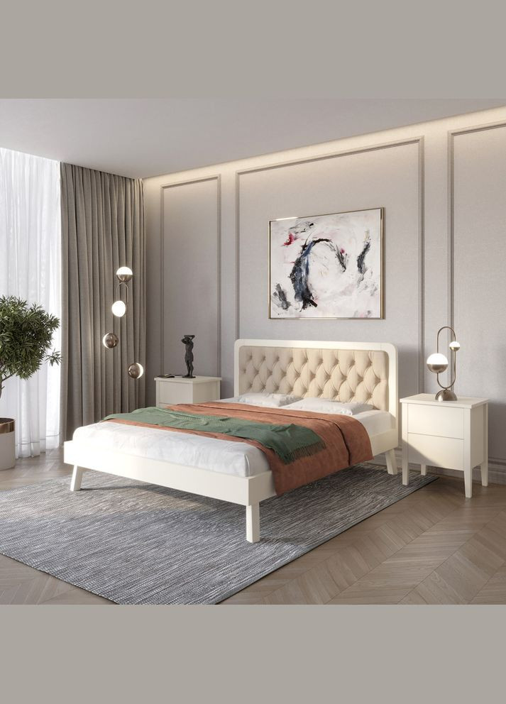 Двуспальная деревянная кровать Токио (S0505Y30R)/Аляска 23 (Бежевый) 140х200 см (MBG-4669) Mebigrand (368283260)