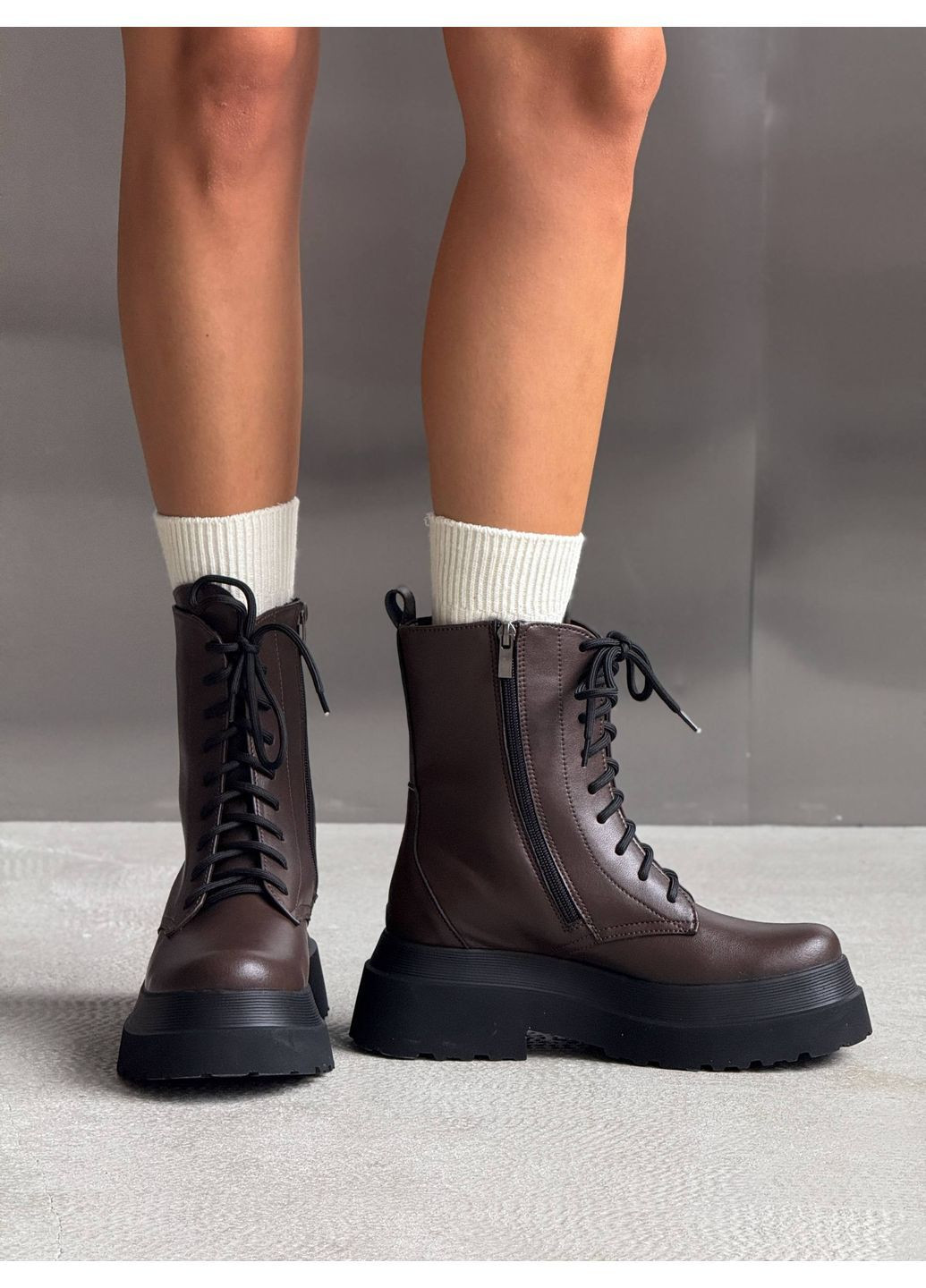 Зимние зимние кожаные берцы Helen