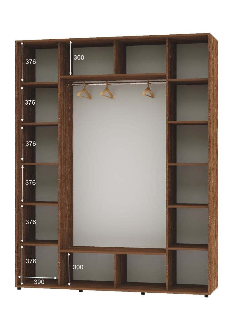 Шкаф-купе трехдверный 210*60*250 Дуб винтаж 2 ДСП/Зеркало с пескоструйным рисунком ШК-05 Алекса (360479450)