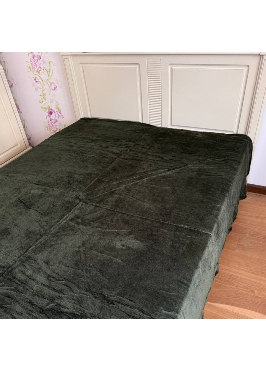 Плед-покрывало флисовый евро 200х230 темно-зеленый ODN4 Colorful Home (366959120)