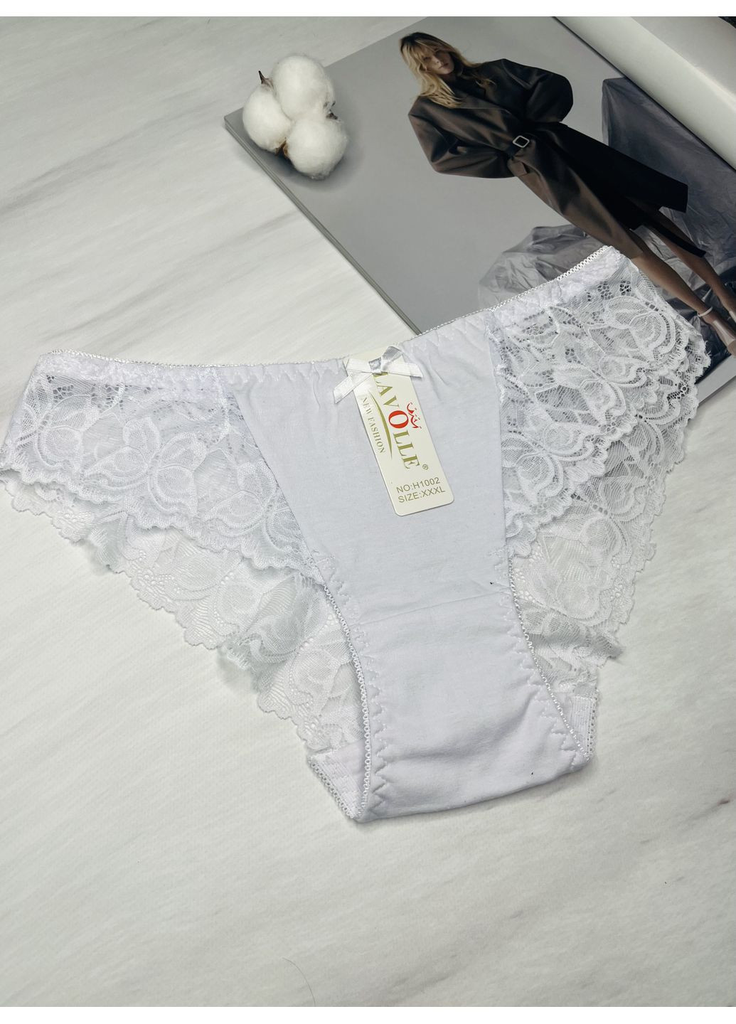 Трусики хлопчатобумажные с кружевом Lavolle (352768596)