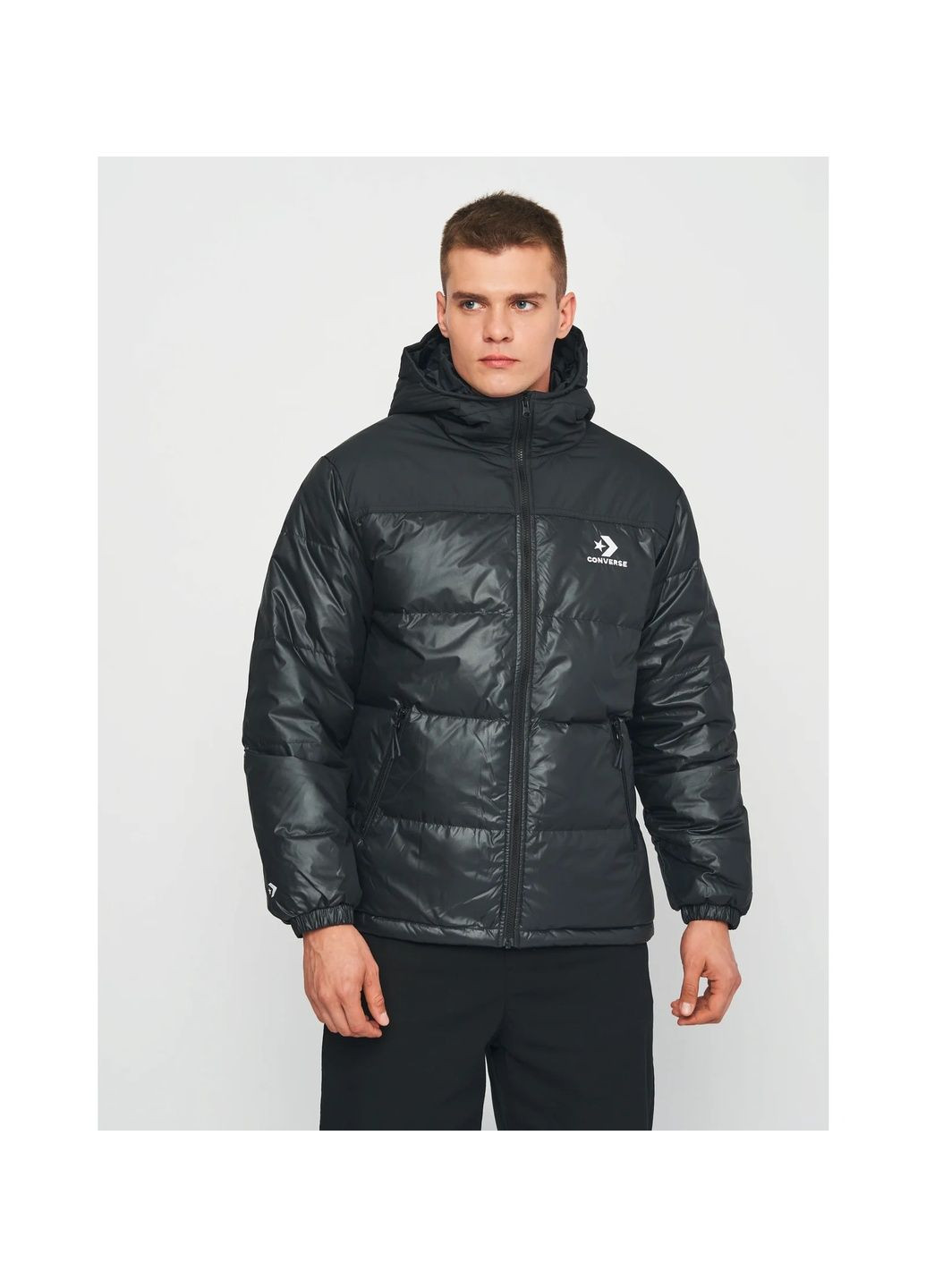 Чорна пуховик чоловічий woven down jkt black 10025252-001 Converse