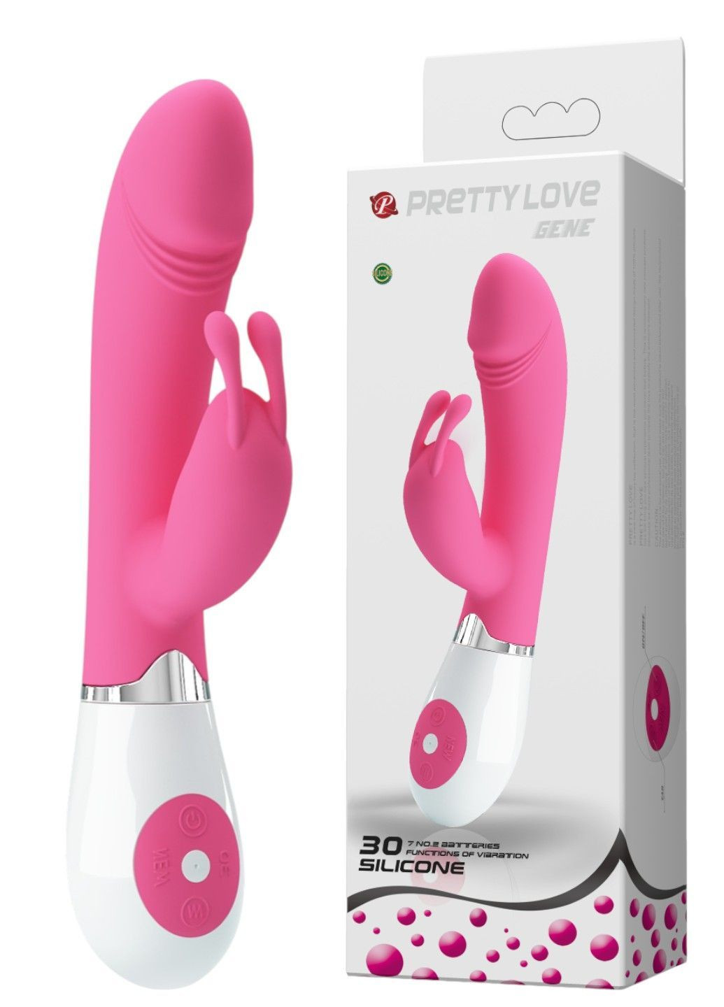 Вагинальный вибратор с клиторальным отростком Pretty Love Gene (30 режимов вибрации) LyBaile (366665722)
