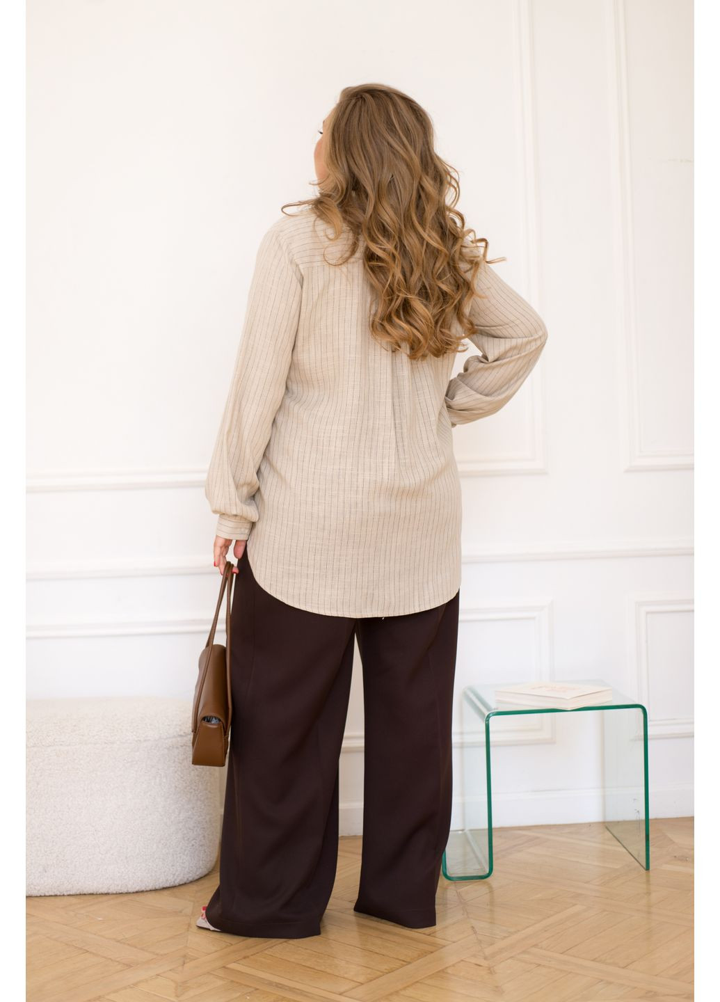 Бежевая классическая рубашка в полоску Minova с длинным рукавом