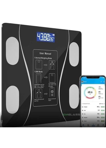 Умные напольные смарт весы электронные с приложением для смартфона bluetooth черный Power bathroom scale (380757144)