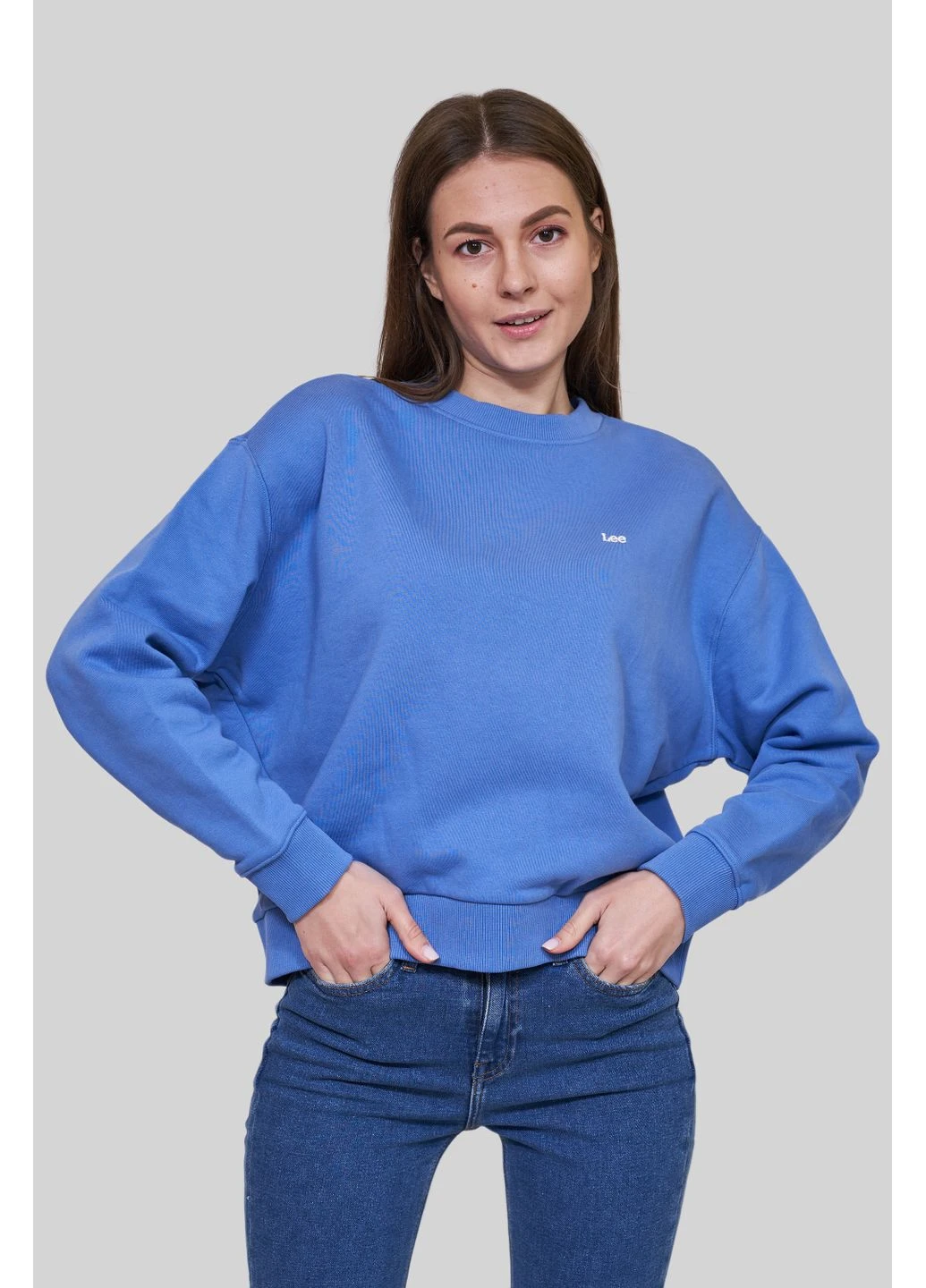 Голубой свитшот crew neck sweatshirt relaxed fit (l53lrysv) Lee (376863720)