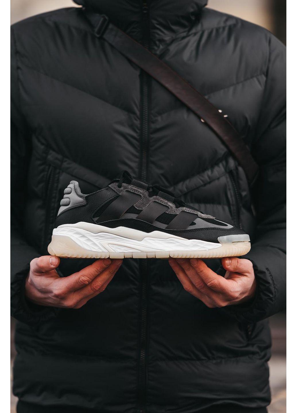 КРОССОВКИ ЖЕНСКИЕ ADIDAS NITEBALL BLACK WHITE 2.0 АДИДАС НАЙТБОЛ No Brand чёрные демисезоны (367167972)