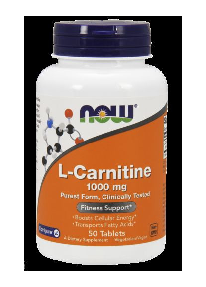 L-карнітин, L-Carnitine,, 1000 мг, 50 таблеток Now Foods (364312914)