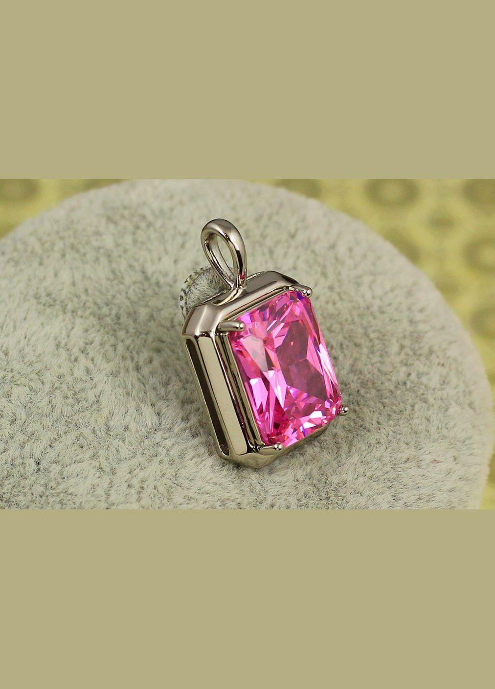Кулон розовый прямоугольник 2.3 см серебристый Xuping Jewelry (316434108)
