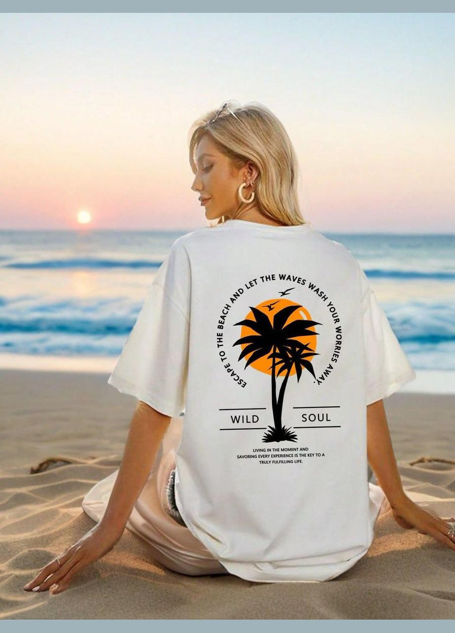 Женская футболка с принтом повседневная M Белый No Brand - (342398454)