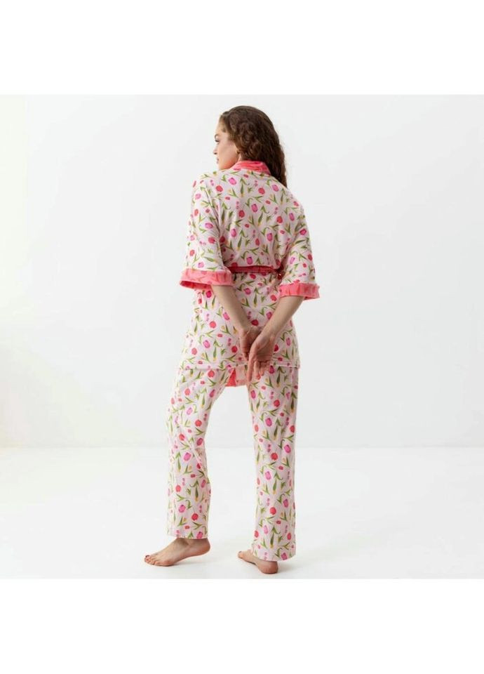 Комбінована всесезон комплект жіночий з плюшевого велюру штани та халат тюльпанчик 3412_xl 15934 xl FlexDress