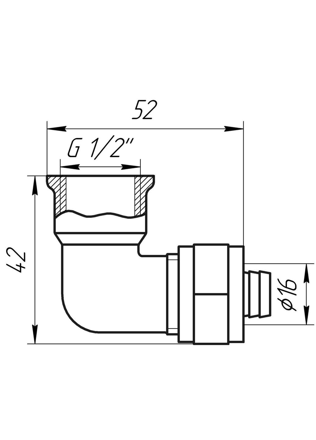 Угольник с внутренней резьбой ITALY 752 L 1/2”х16 APE (338863823)