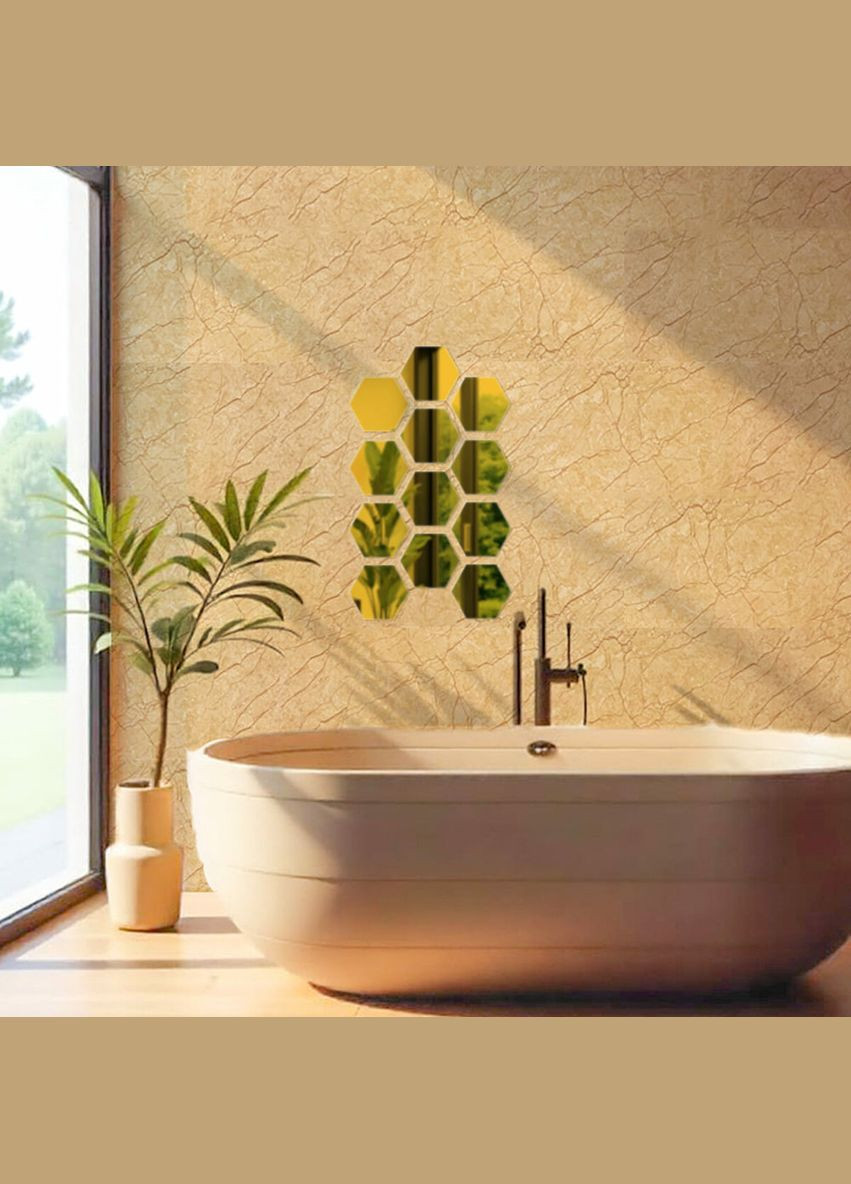 Зеркальный декор акриловый самоклеющийся 85*95мм золото, 12шт (D) SW-00002516 Sticker Wall (341283889)