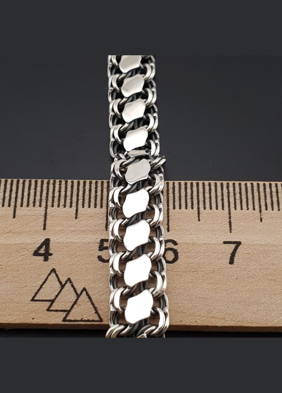 Двусторонний серебряный браслет 19 см с накладками мужчине. ZLATO (278643659)