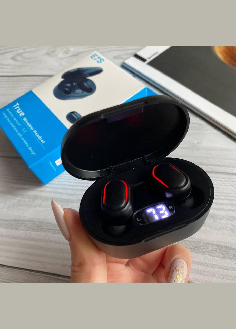 Бездротові навушники E7S вакуумні чорні з екраном у стилі Airdots No Brand (339092263)
