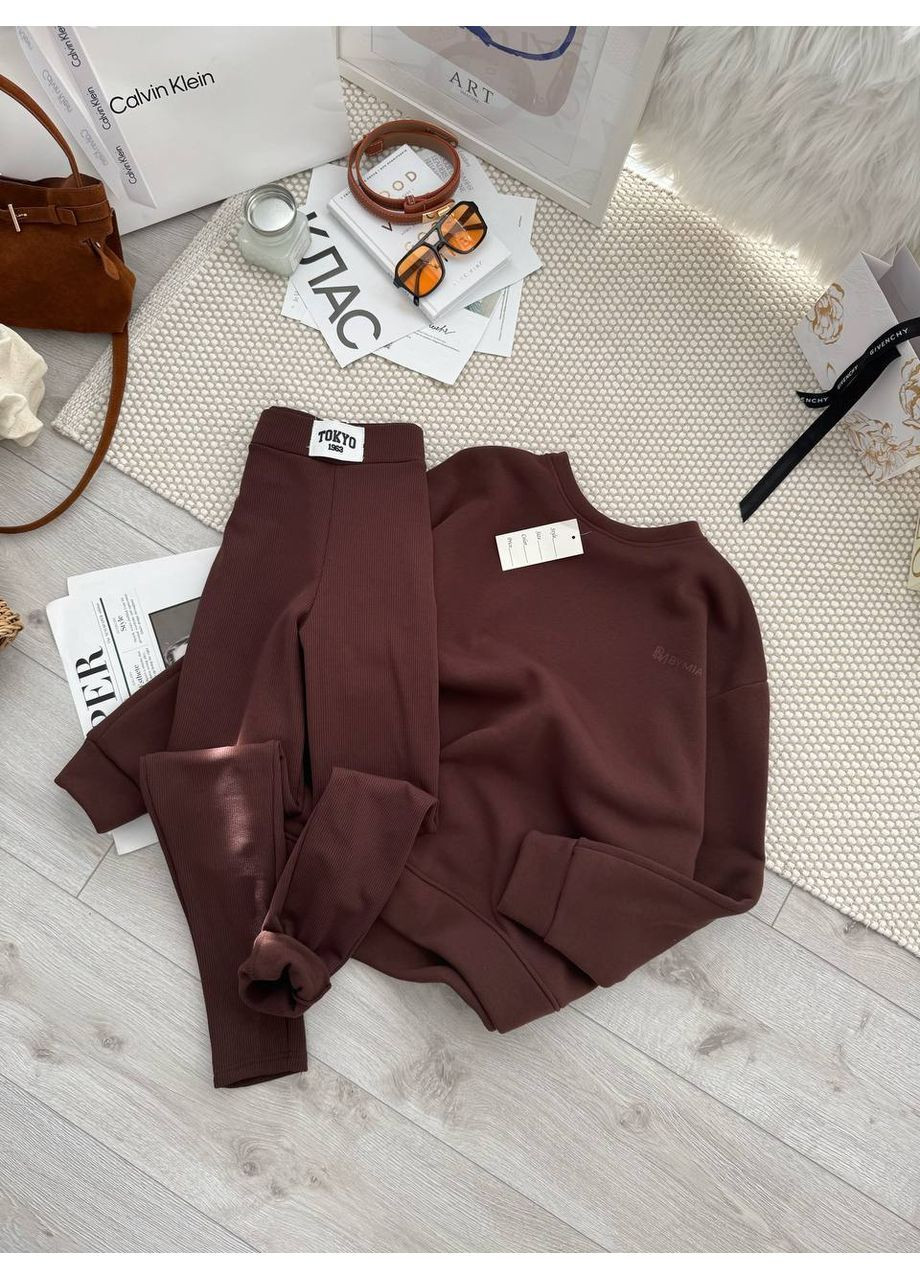 Костюм 469 Лосини рубчик з начосом та кофта тринитка на флісі Україна (368727110)