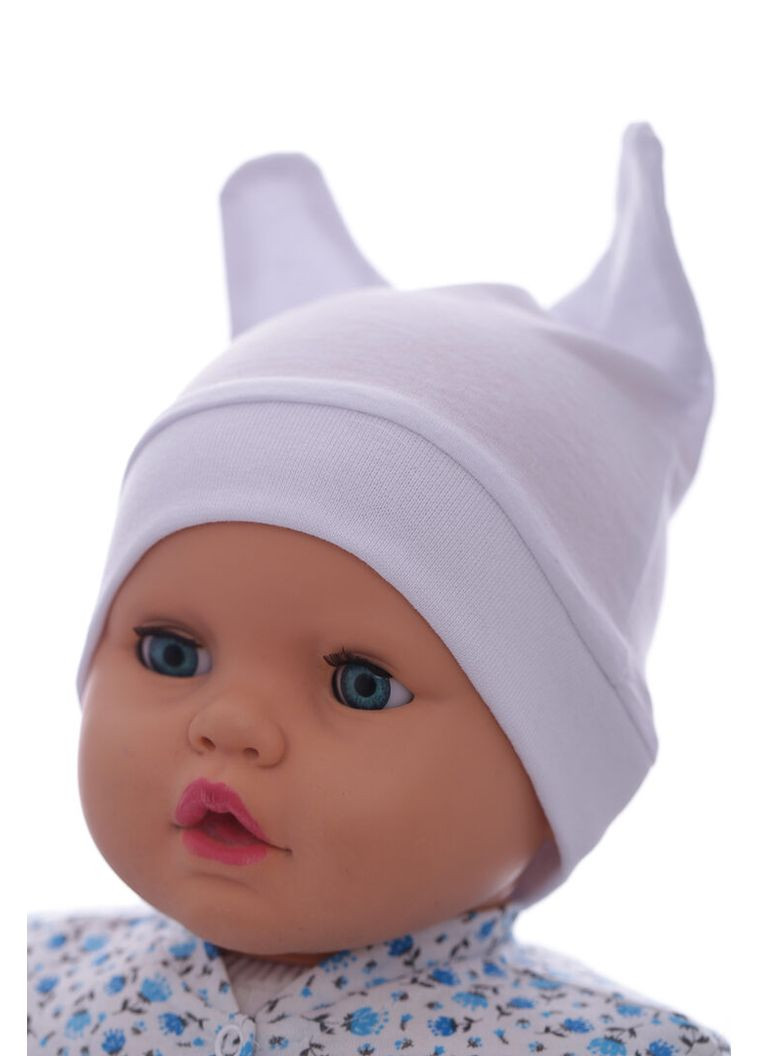 Шапка с ушками кулир белый 6м+ (41958) BABYKROHA (317042838)