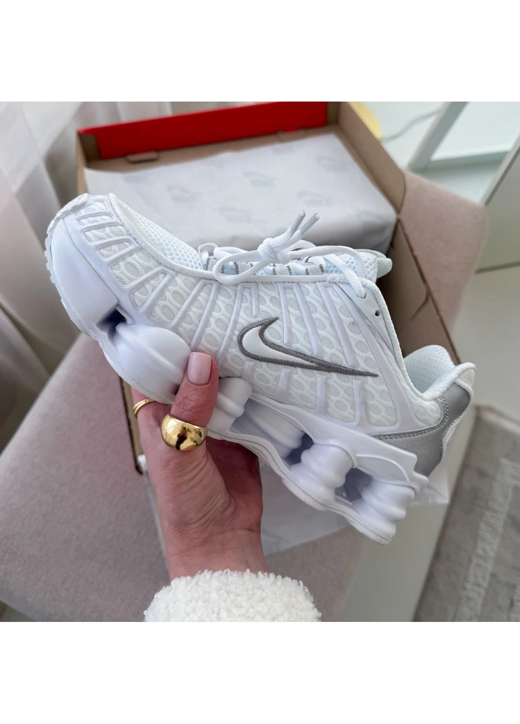 Белые демисезонные кроссовки мужские и женские Nike Shox TL White | Найк Шокс ТЛ