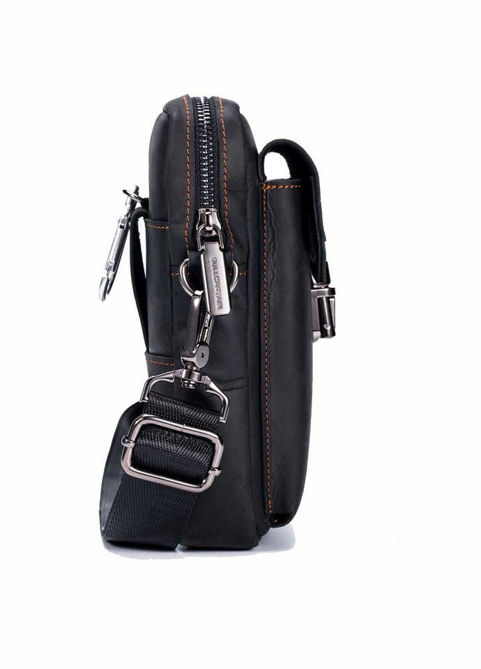 Сумка чоловіча на пояс через плече з натуральної шкіри маленька Чорний 35246 BULL (333594205)