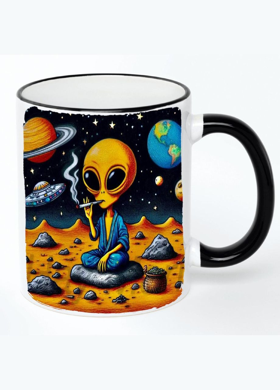 Чашка Инопланетянин (кружка, кружка) #018 Белая с черной ручкой 330 мл No Brand (322716062)