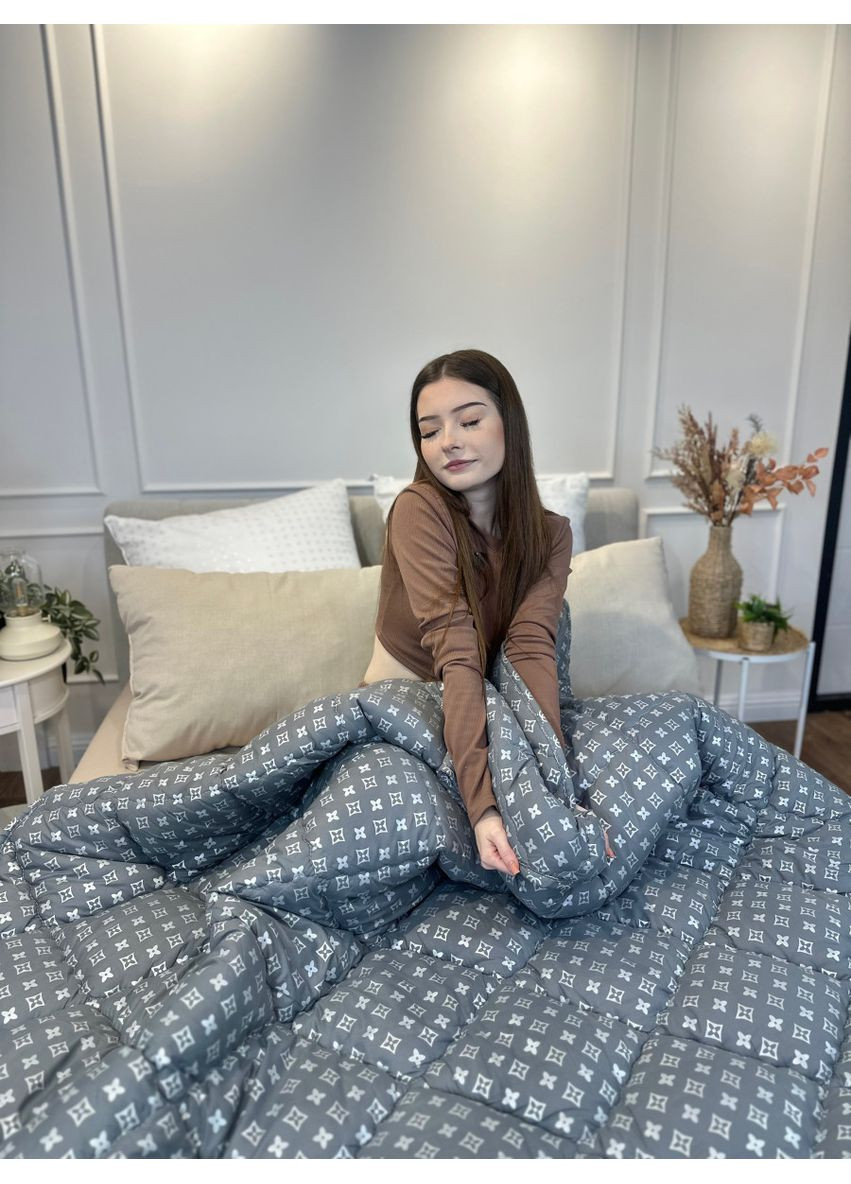 Одеяло евро стеганное зимнее из холофайбера 21518 195х210 см серое Leri Max (365680259)