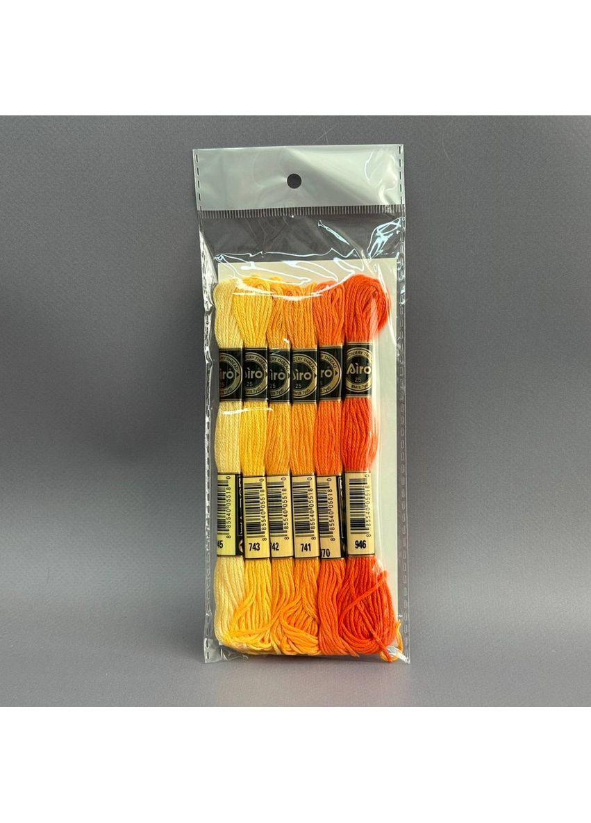 (6 шт по 8м) Набор мулине Airo (нити для вышивания) – оранжевый микс (745-946) Plus-plus (353393072)
