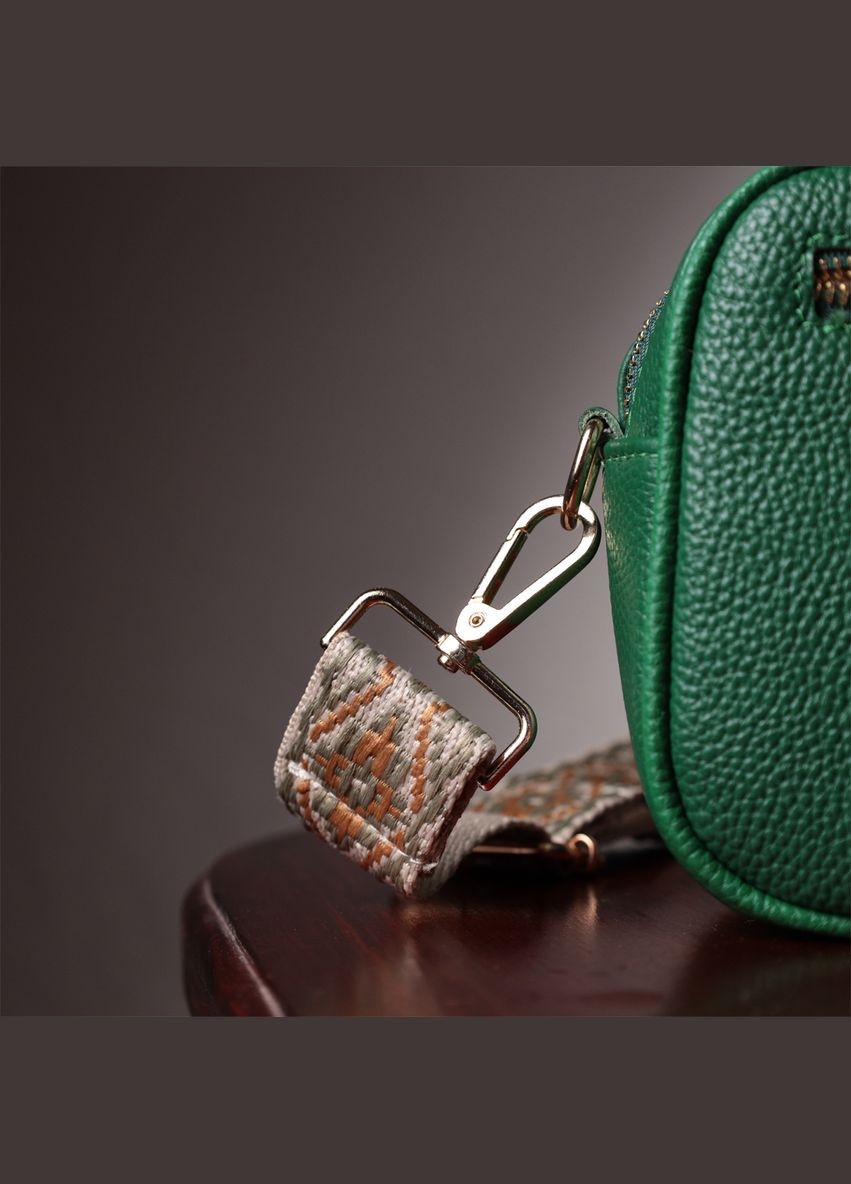 Стиганная женская кроссбоди из натуральной кожи зеленая 22613 Vintage (329198765)