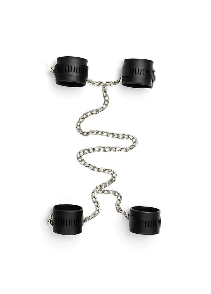 Черный кожаный бондаж Black Leather Hand-foot Linked Cuffs Bdsm4u (401478669)