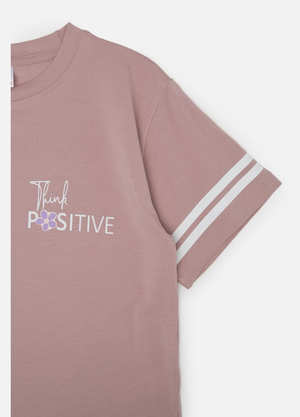 Светло-розовая летняя футболка с коротким рукавом для девочки цвет пудровый цб-00242443 Miss Feriha