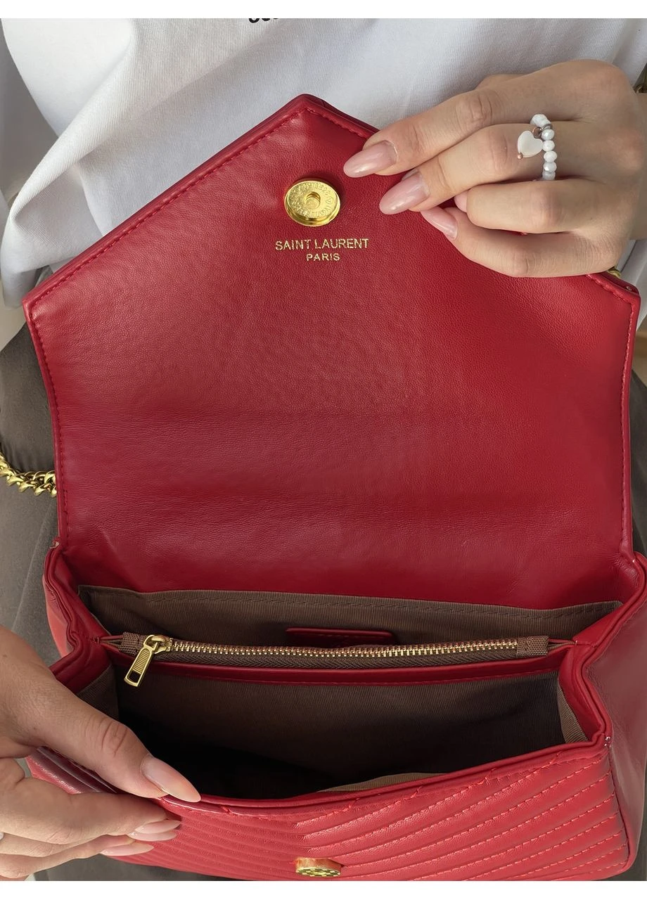 Жіноча сумка College Medium In Quilted YSL червоний клатч No Brand (383975827)