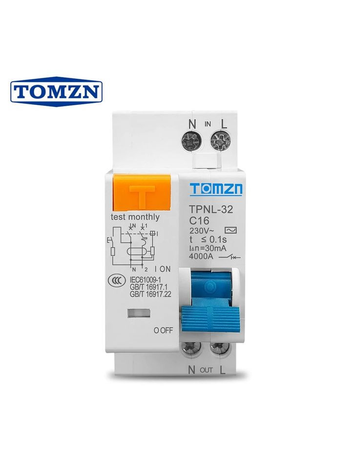 Автоматичний вимикач диференціального струму автомат диференціальний дифавтомат 32А 30 мА Tomzn (367926075)
