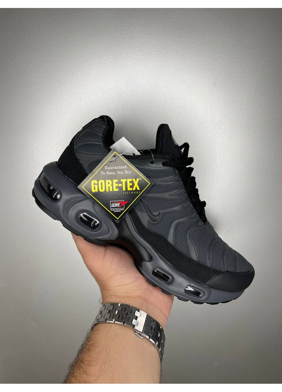 Серые демисезонные кроссовки мужские nike tn gore tex dark grey найк No Brand