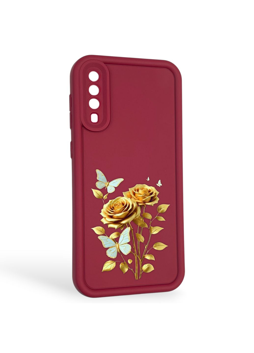 Чехол силиконовый Soft Touch с 3D принтом женским для Galaxy A50 (SM-A505F) бордовый (Полная защита камеры) Samsung (373670762)