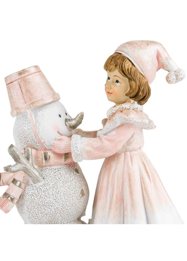 Фигурка новогодняя Девочка и снеговик 19х14 см 12007-177 полистоун No Brand (346531629)