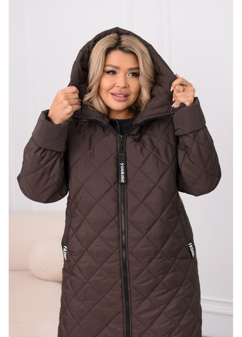 Коричнева зимня ✨жіноче тепле зимове пальто з капюшоном із плащівки канада заміри в описі✨ куртка-пальто DK/DL Мода без кордонів