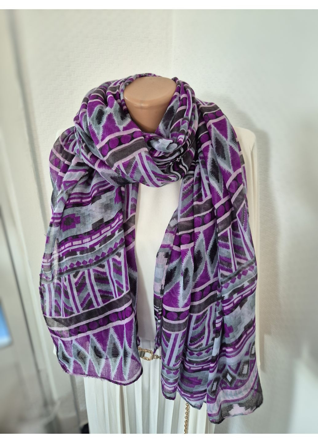 Шарф - палантин женский весна -осень в геометрический принт 180х110 см Kismet (361848317)