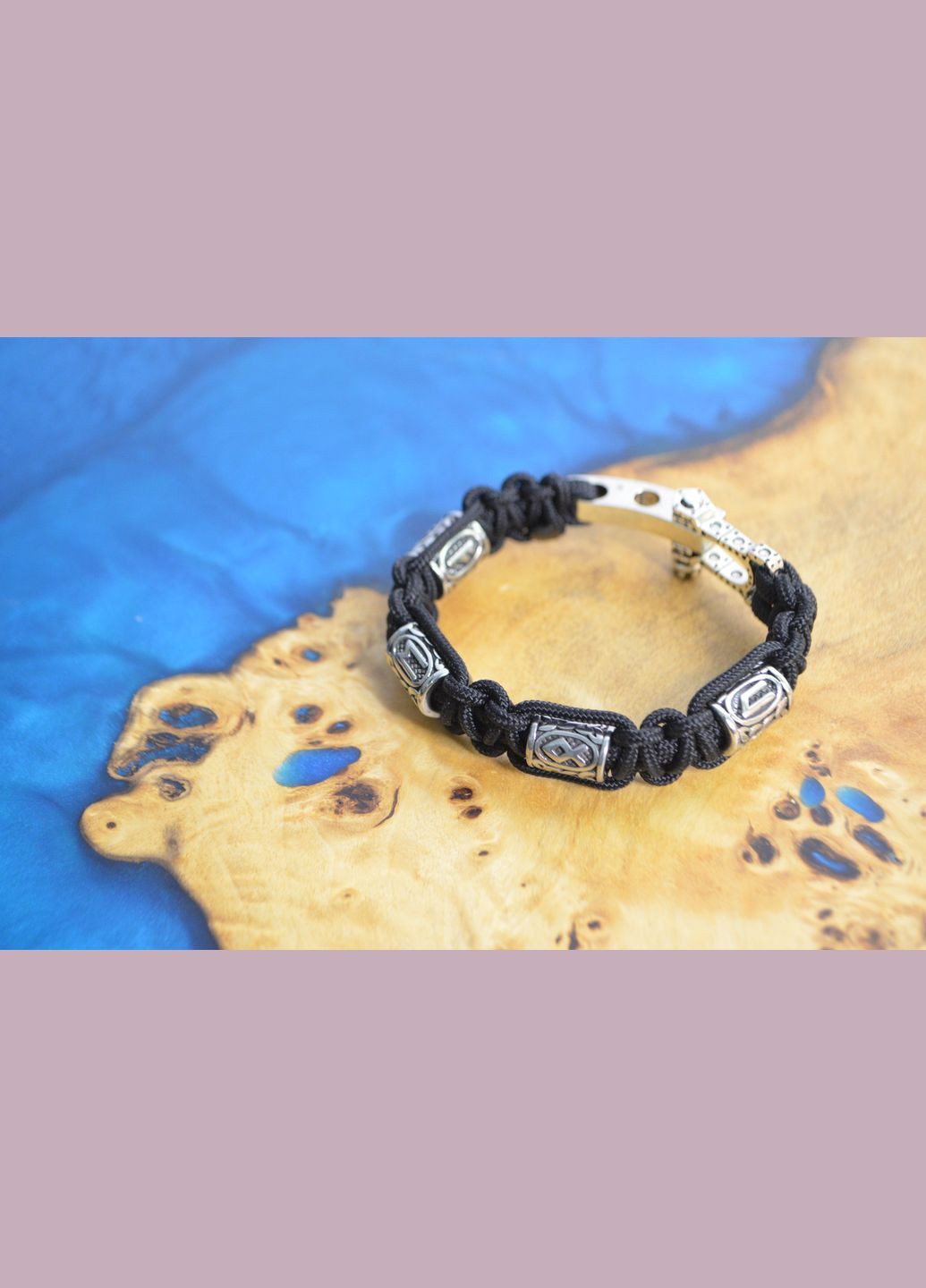 Браслет з 4 рунами та карабін-регулятором з візерунком плетіння Кобра під замовлення + брелок у подарунок No Brand (341738953)