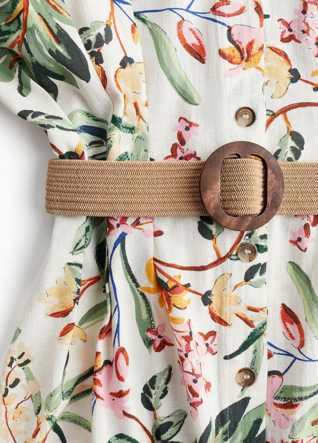 Молочное кэжуал платье H&M с цветочным принтом