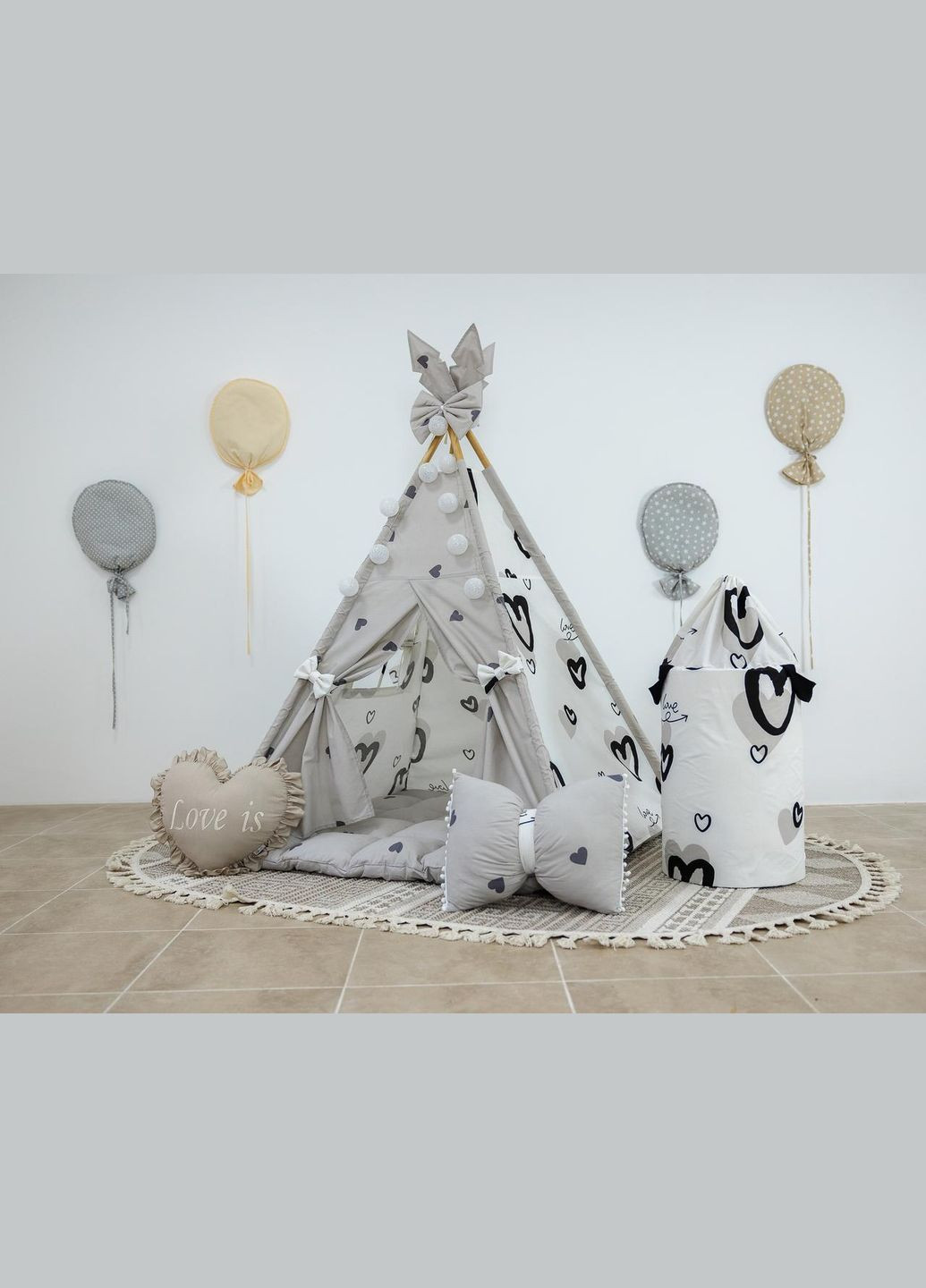 Вігвам Love is БОН БОН + кошик для іграшок. Повний комплект No Brand (316257314)