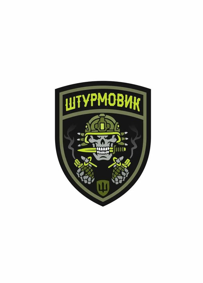 Шеврон "Штурмовик" олива Шеврони на замовлення Військові шеврони на замовлення на липучці ЗСУ Україна ТД (364194515)