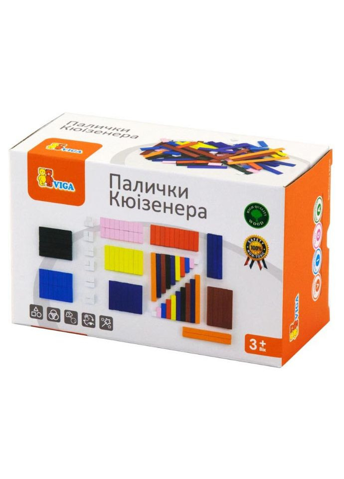 Дерев'яні палички Кюїзенера Viga Toys 51765 Набір для рахунку 116 шт 4M (297331217)